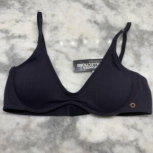 Danskin Intimates Ribbed Underwire Bra Black XL NWT Rose Gold Hardware